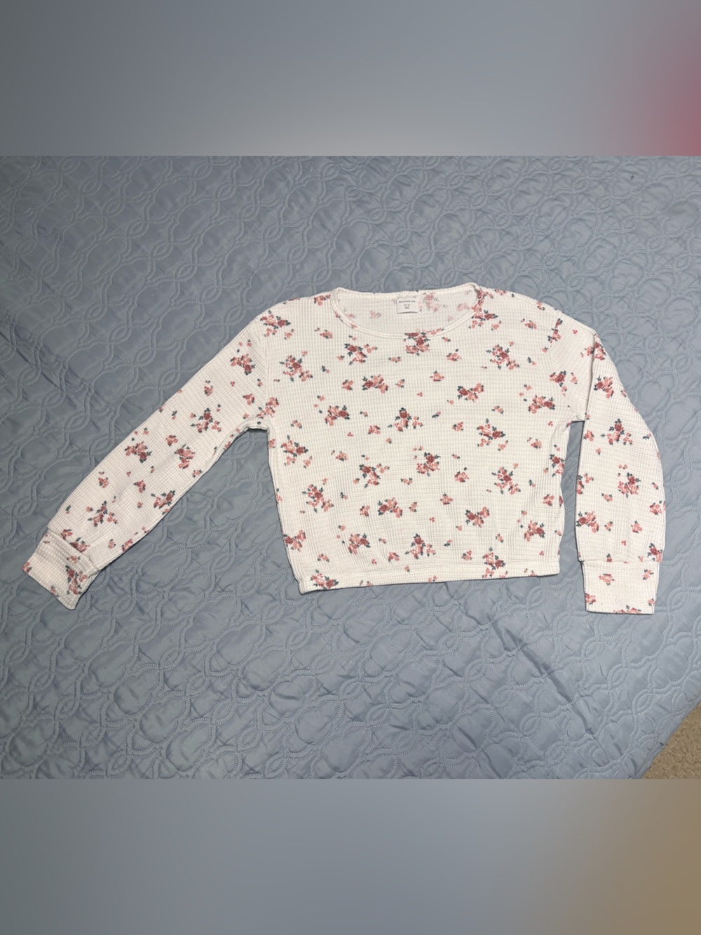 Abercrombie kids floral waffle knit shirt